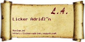 Licker Adrián névjegykártya